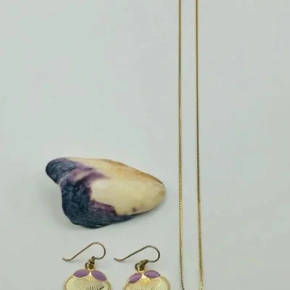 Laurel Burch Plum Blossom: Earrings and Necklace Purple on Gold- RARE & RETIRED! - Picture 5 of 9